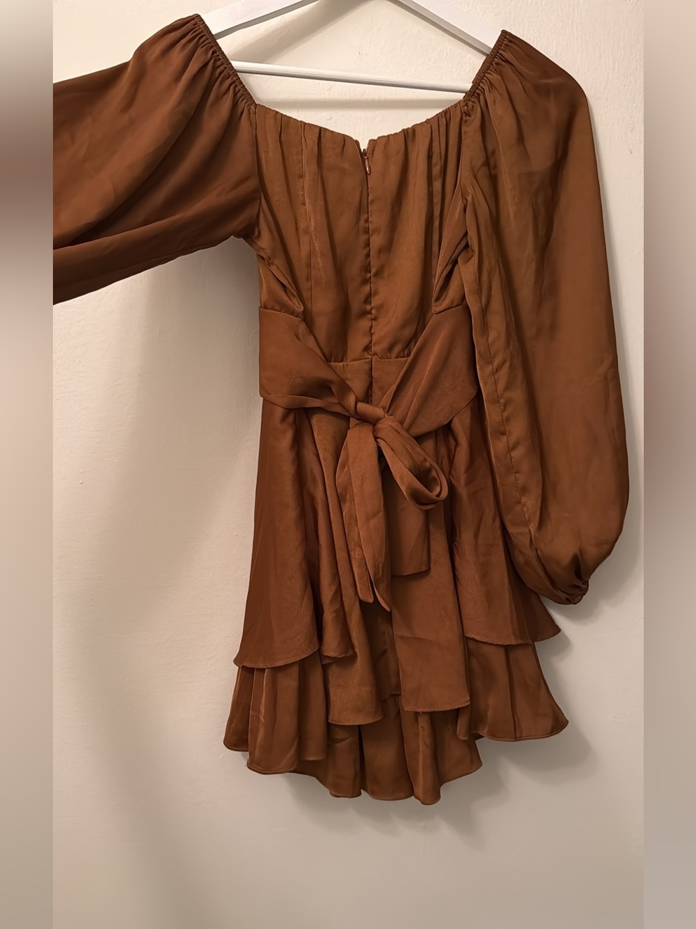 Square Neck Lantern Sleeve Long Sleeve Short Mini Dress Date Party Autumn Women - Picture 3 of 5
